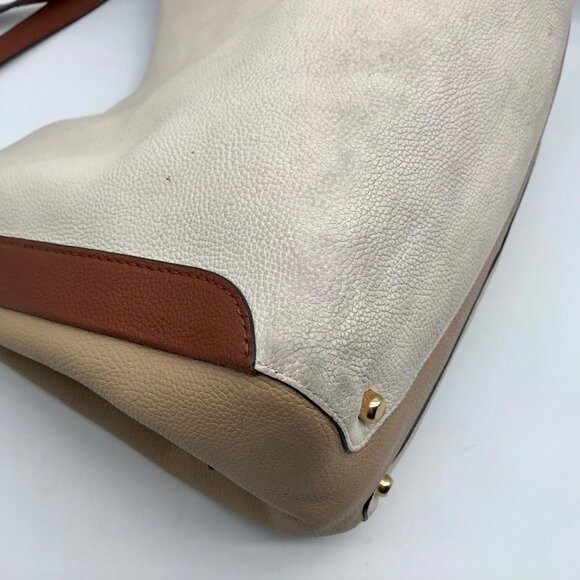 Coach Ivory & Brown Pebbled Leather Hadley Hobo Bag 76088 - Picture 8 of 11
